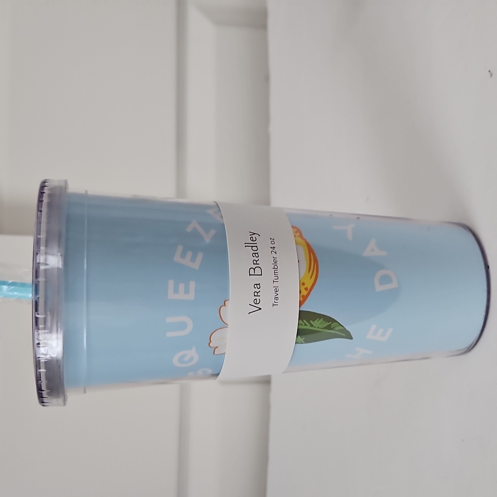Vera Bradley NWT Travel Tumbler W/Straw